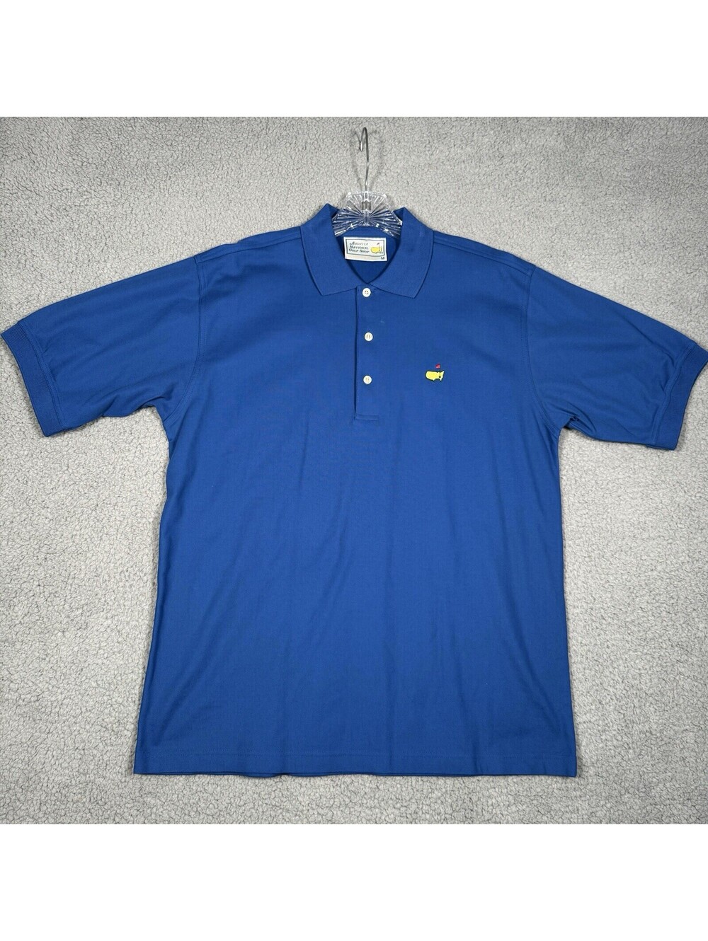Masters Golf Polo Shirt Mens M Blue Logo 60s 2 Ply Mercerized Augusta National